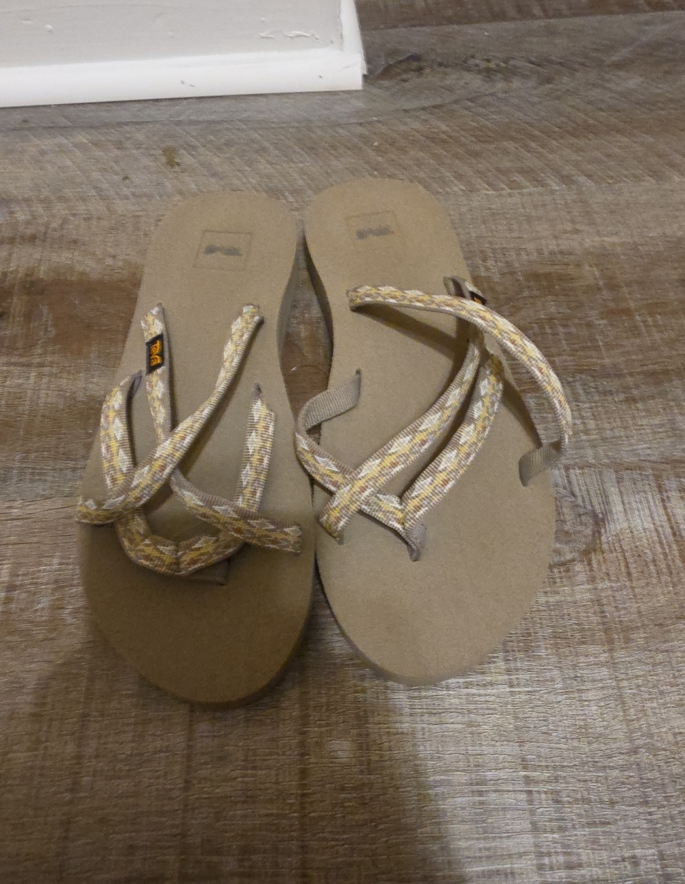 Teva Women's Tan and Cream Braided Thong Sandals